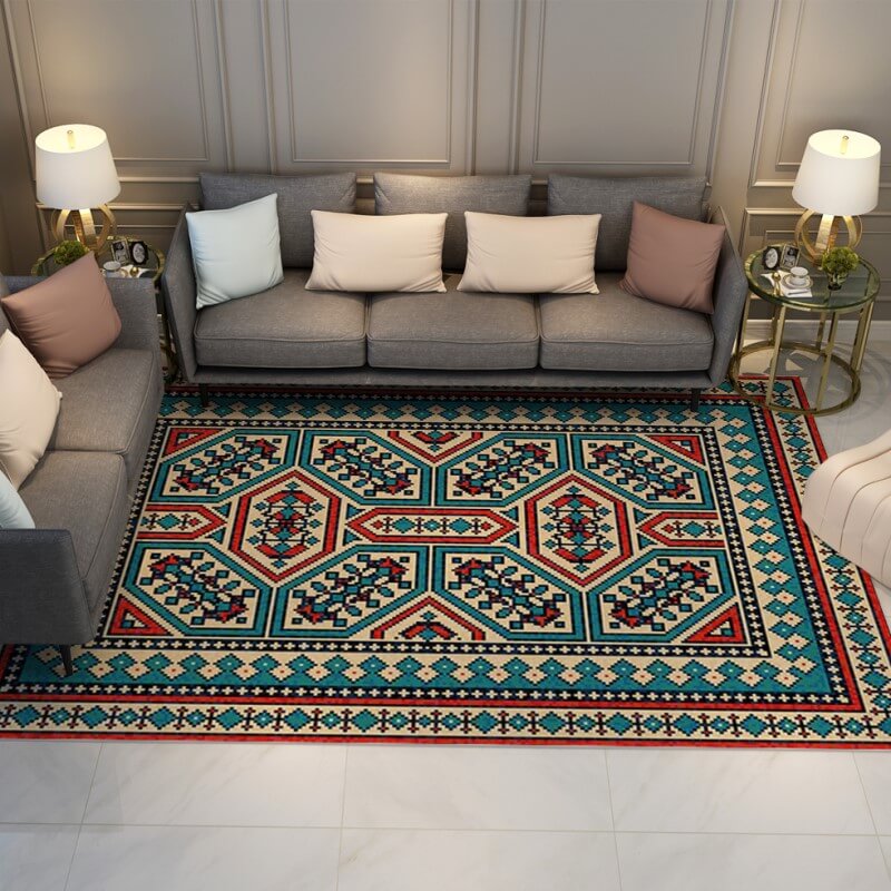 Colorful Distressed Pattern Soft Faux Cashmere Shaggy Rugs For Living Room Bedroom Hall Carpet 23