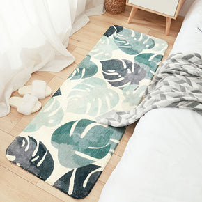 Green Banana Leaves Pattern Shaggy Soft Girls Boys Bedroom Kids Room Bedside Carpet Rugs Runners