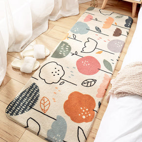Cartoon Flowers Pattern Shaggy Soft Girls Boys Bedroom Kids Room Bedside Carpet Rugs Runners