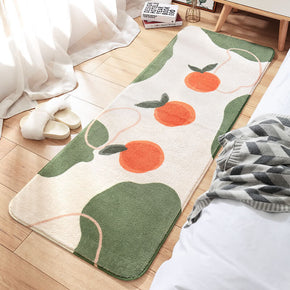 Oranges Pattern Shaggy Soft Girls Boys Bedroom Kids Room Bedside Carpet Rugs Runners