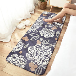 Flowers Pattern Purple Shaggy Soft Girls Boys Bedroom Kids Room Bedside Carpet Rugs Runners