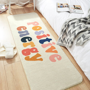 Positive Energy Word Pattern Shaggy Soft Girls Boys Bedroom Kids Room Bedside Carpet Rugs Runners