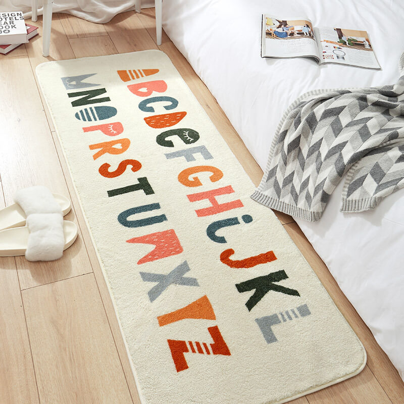 26 Letters Pattern Shaggy Soft Girls Boys Bedroom Kids Room Bedside Carpet Rugs Runners