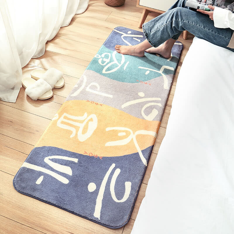 Yoga Moves Pattern Shaggy Soft Girls Boys Bedroom Kids Room Bedside Carpet Rugs Runners
