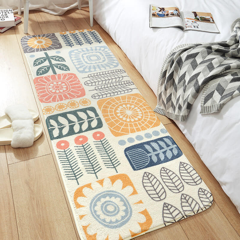 Various Cartoon Flowers Pattern Shaggy Soft Girls Boys Bedroom Kids Room Bedside Carpet Rugs Runners