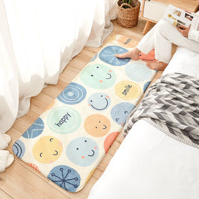 Smiley Pattern Shaggy Soft Girls Boys Bedroom Kids Room Bedside Carpet Rugs Runners