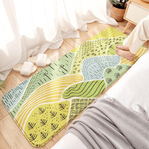 Green Field Pattern Shaggy Soft Girls Boys Bedroom Kids Room Bedside Carpet Rugs Runners