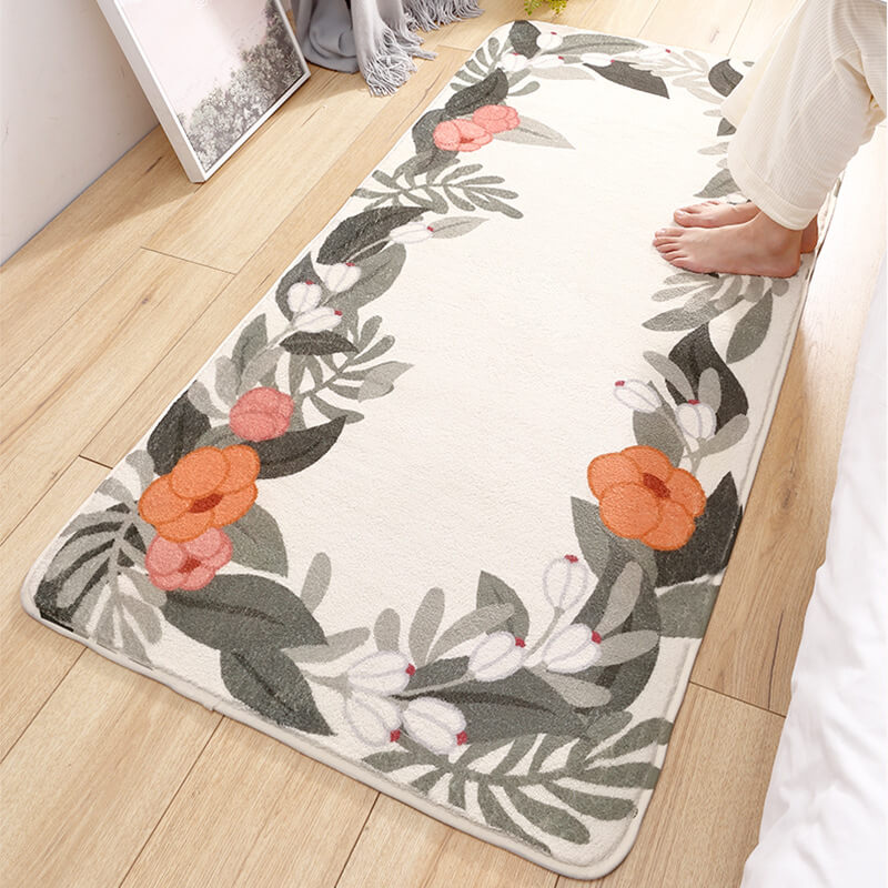 Flower Vine Pattern Shaggy Soft Girls Boys Bedroom Kids Room Bedside Carpet Rugs Runners