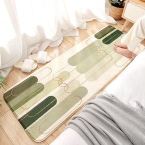 Green Striped Pattern Shaggy Soft Girls Boys Bedroom Kids Room Bedside Carpet Rugs Runners