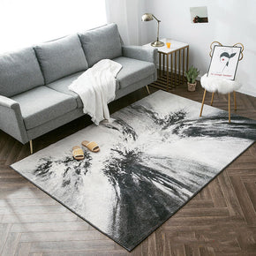 Abstract Black and White Ink Splash Pattern Area Rugs For Living Room Bedroom Kids room
