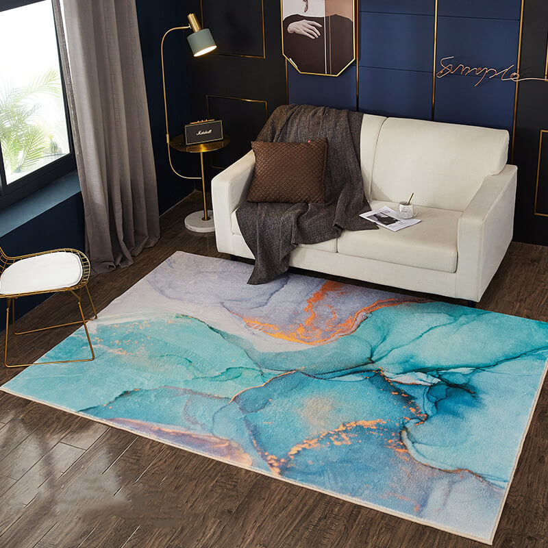 Abstract Ink Blue Purple Soft Simplicity Patterned Rugs Area Rugs For Living Room Bedroom Kids room