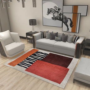 Simple and Bright Red Faux Cashmere Area Rug Soft Carpets For Bedroom Hall Living Room Office
