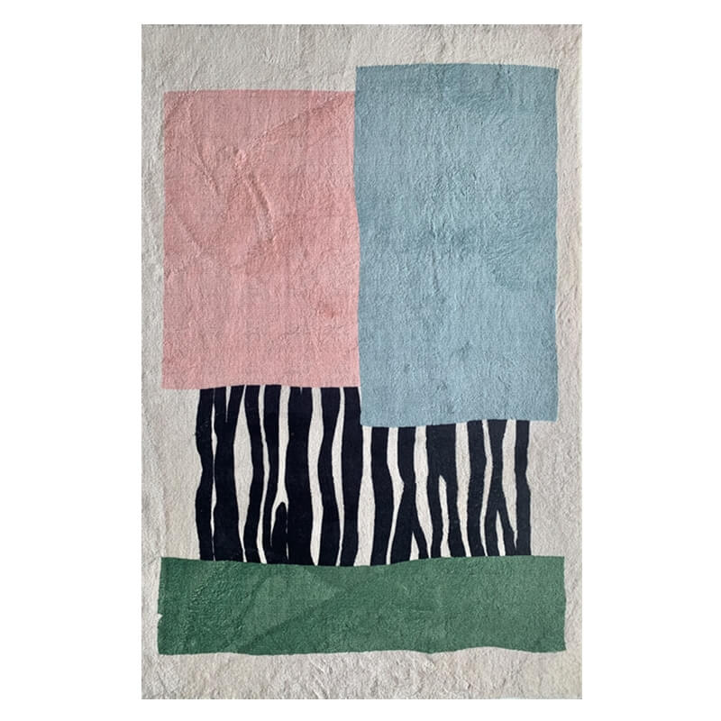 Simple and Bright Faux Cashmere Blue Pink Area Rug Soft Carpets For Bedroom Hall Living Room Office