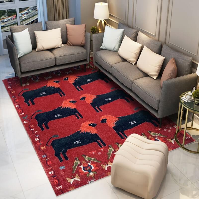 Animal Picture Faux Cashmere Area Rug Soft Carpets For Bedroom Hall Living Room Office