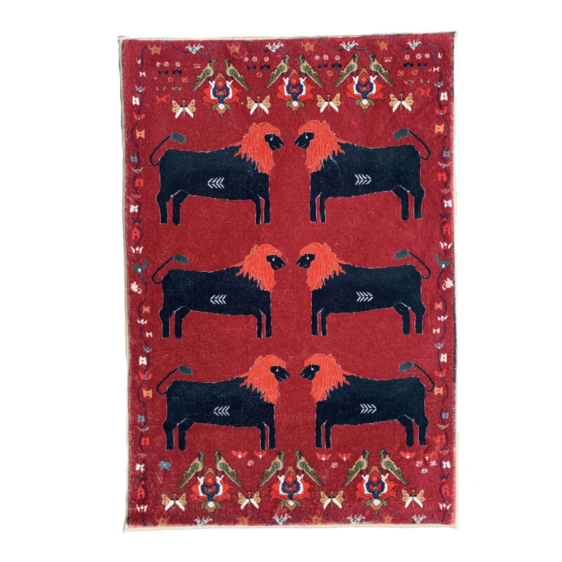 Animal Picture Faux Cashmere Area Rug Soft Carpets For Bedroom Hall Living Room Office