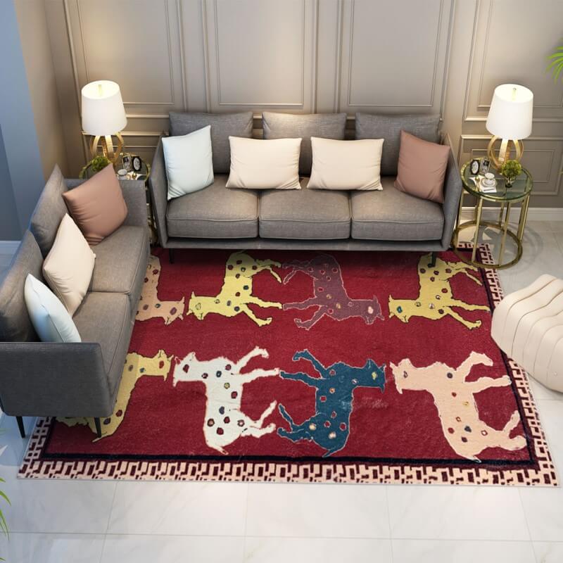Lovely Animal Picture Faux Cashmere Area Rug Soft Carpets For Bedroom Hall Living Room Office