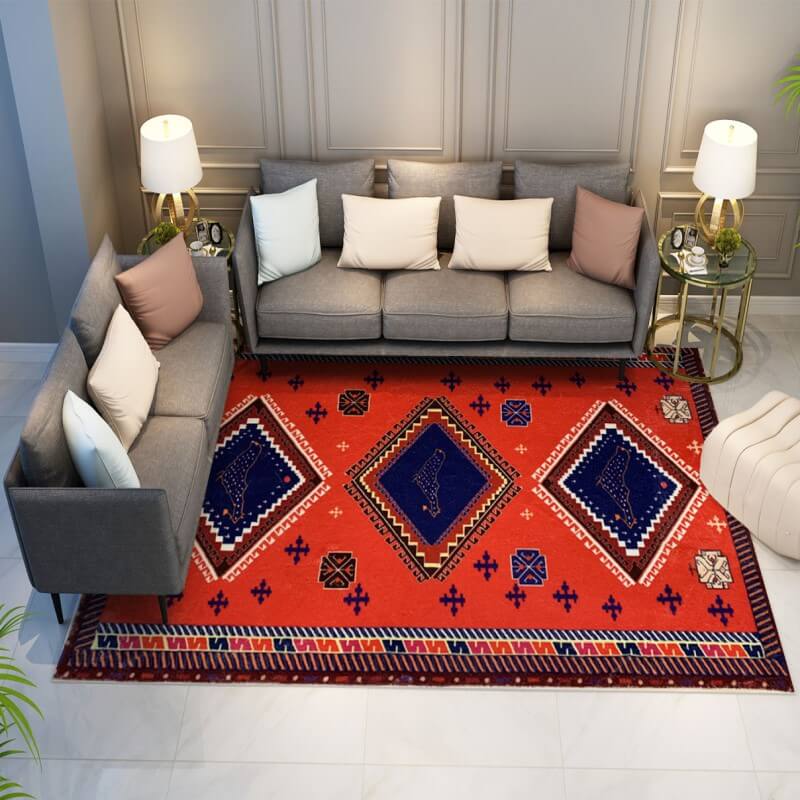 Moroccan Red Faux Cashmere Area Rug Soft Carpets For Bedroom Hall Living Room Office