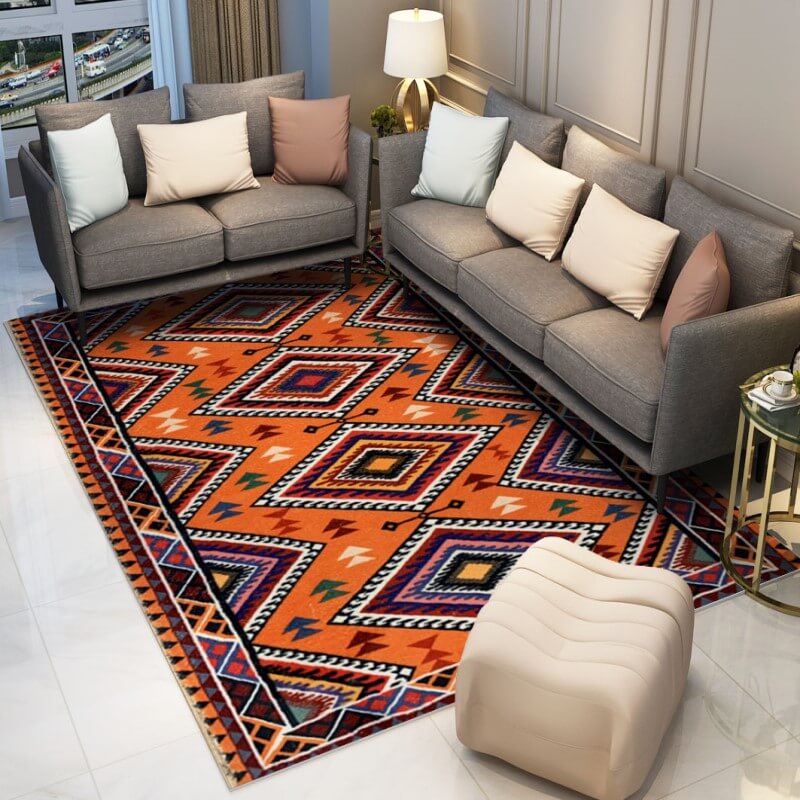 Moroccan Orange Faux Cashmere Area Rug Soft Carpets For Bedroom Hall Living Room Office