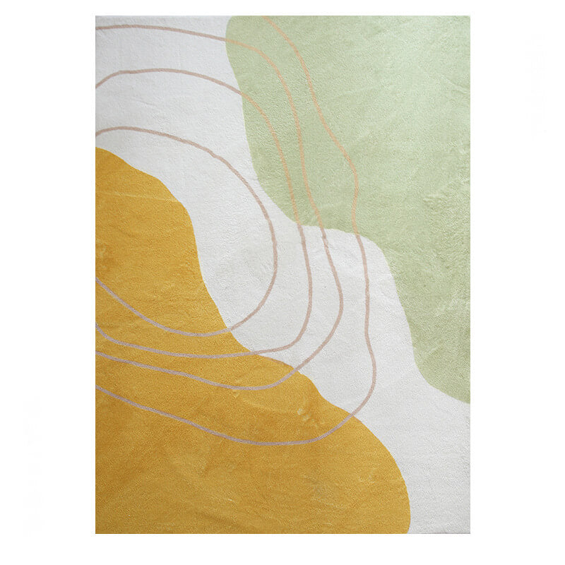 Simple and Fresh Style Rugs Yellow Green Printed Imitation Cashmere Carpets For Living Room Bedroom Bedside