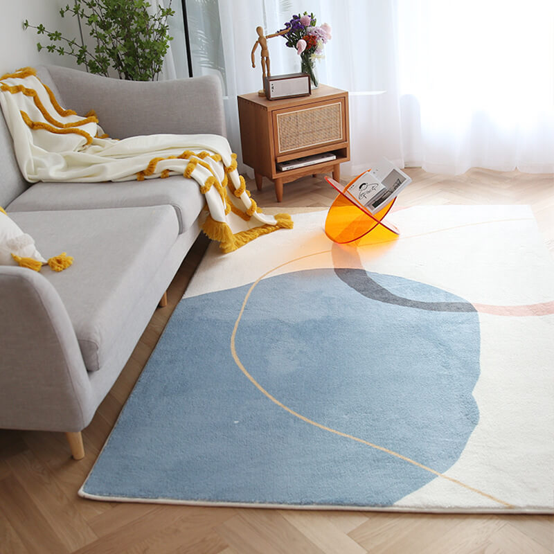Blue Simple Imitation Cashmere Style Rugs Printed Carpets For Living Room Bedroom Bedside