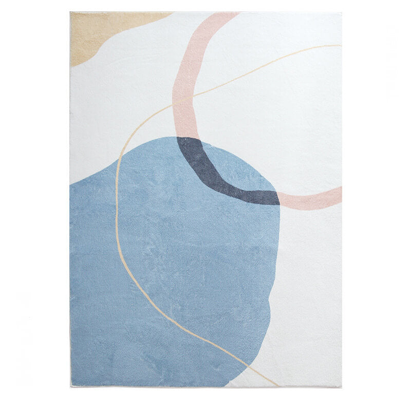 Blue Simple Imitation Cashmere Style Rugs Printed Carpets For Living Room Bedroom Bedside