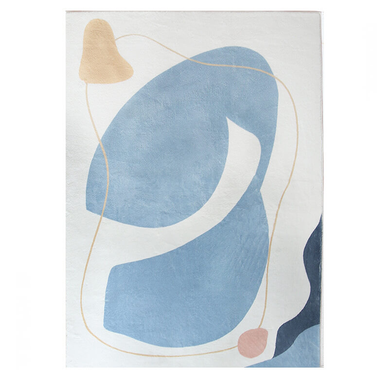 Simple Blue Imitation Cashmere Rugs Printed Carpets For Living Room Bedroom Bedside
