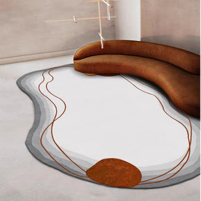 Abstract Lines Pattern Grey Irregular Shape Faux Cashmere Shaggy Comfy Area Rugs For Living Room Bedroom Bedside Carpet