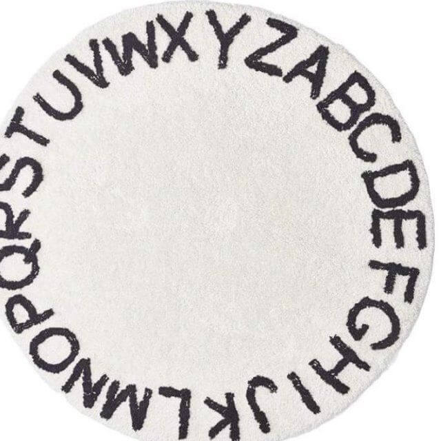 White Round Letters Pattern Faux Cashmere Shaggy Area Rugs For Living Room Bedroom Kids Room Bedside Carpet