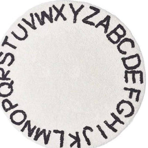 White Round Letters Pattern Faux Cashmere Shaggy Area Rugs For Living Room Bedroom Kids Room Bedside Carpet