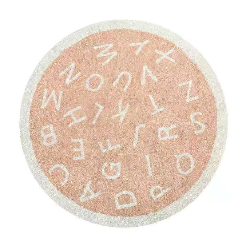 Orange Round Messy Letters Pattern Faux Cashmere Shaggy Area Rugs For Living Room Bedroom Kids Room Bedside Carpet