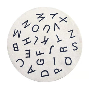White Round Messy Letters Pattern Faux Cashmere Shaggy Area Rugs For Living Room Bedroom Kids Room Bedside Carpet