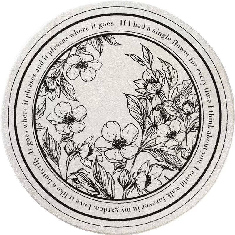 Light Luxury and Simple Flowers Pattern Round Faux Cashmere Shaggy Area Rugs For Living Room Bedroom Kids Room Bedside Carpet