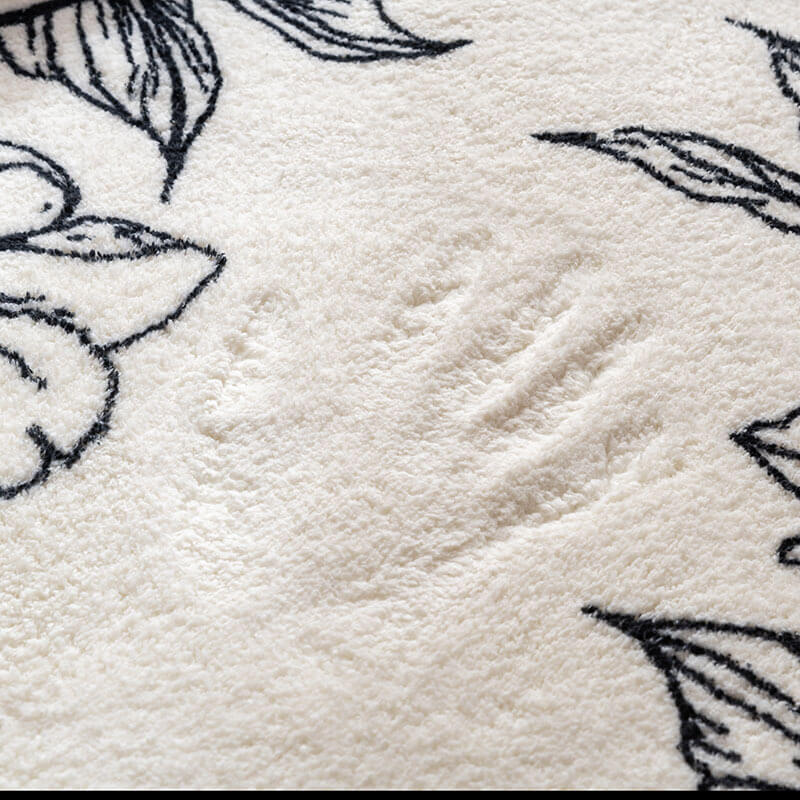 Light Luxury and Simple Flowers Pattern Round Faux Cashmere Shaggy Area Rugs For Living Room Bedroom Kids Room Bedside Carpet