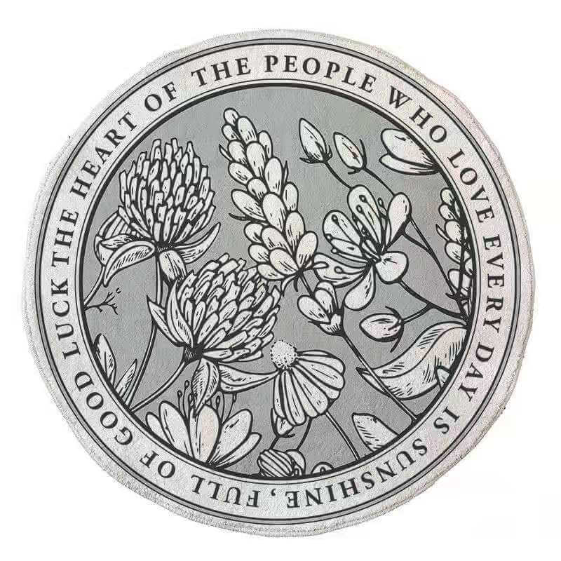 Grey Flowers Pattern Round Faux Cashmere Shaggy Area Rugs For Living Room Bedroom Kids Room Bedside Carpet