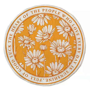 Yellow Daisy Pattern Round Faux Cashmere Shaggy Area Rugs For Living Room Bedroom Kids Room Bedside Carpet