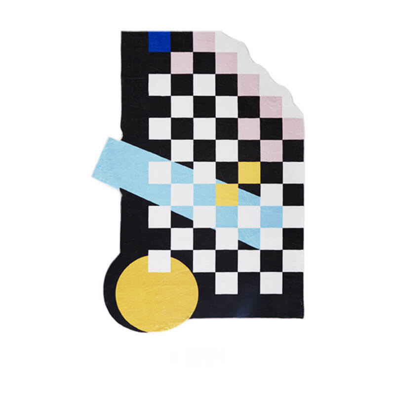 Irregular Shape Black and White Checkerboard Pattern Artificial Cashmere Material Soft Rugs For Living Room Bedroom Hall Bedside