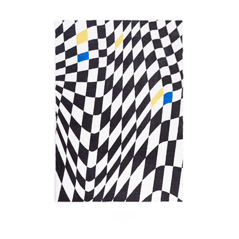 Fun Twisted Checkerboard Pattern Artificial Cashmere Material Soft Rugs For Living Room Bedroom Hall Bedside