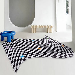 Irregular Shape Fun Twisted Checkerboard Pattern Artificial Cashmere Material Soft Rugs For Living Room Bedroom Hall Bedside