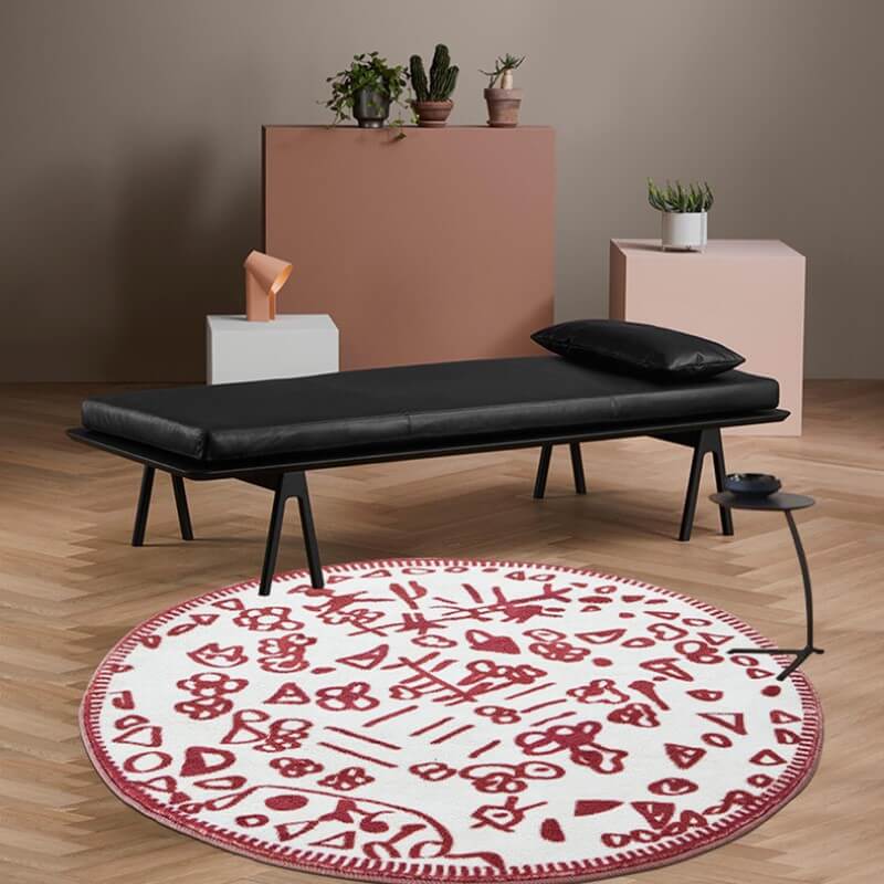 Soft Red Cute Round Carpets Artificial Cashmere Material Rugs For Living Room Bedroom Hall Bedside