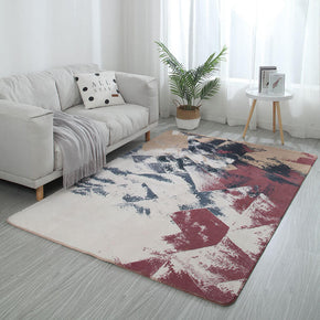 Red Abstract Pigment Pattern Faux Cashmere Shaggy Comfy Area Rugs For Living Room Bedroom Bedside Carpet