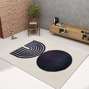 Black Minimalist Geometric Pattern Faux Cashmere Shaggy Comfy Area Rugs For Living Room Bedroom Bedside Carpet