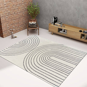 Minimalist Lines Semicircle Pattern Faux Cashmere Shaggy Comfy Area Rugs For Living Room Bedroom Bedside Carpet