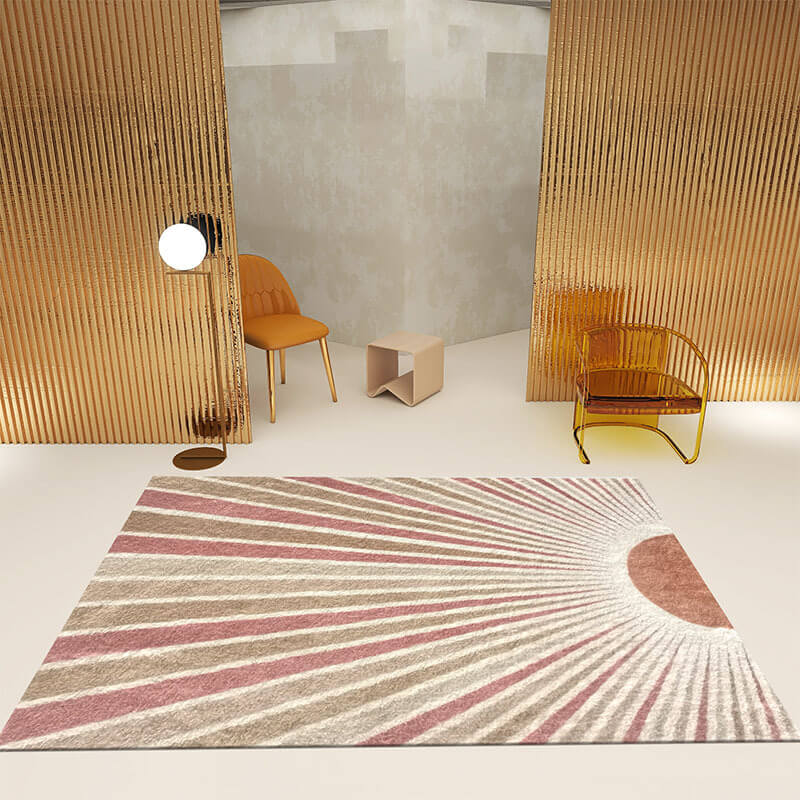 Sunlight Rays Exposure Pattern Faux Cashmere Shaggy Comfy Area Rugs For Living Room Bedroom Bedside Carpet