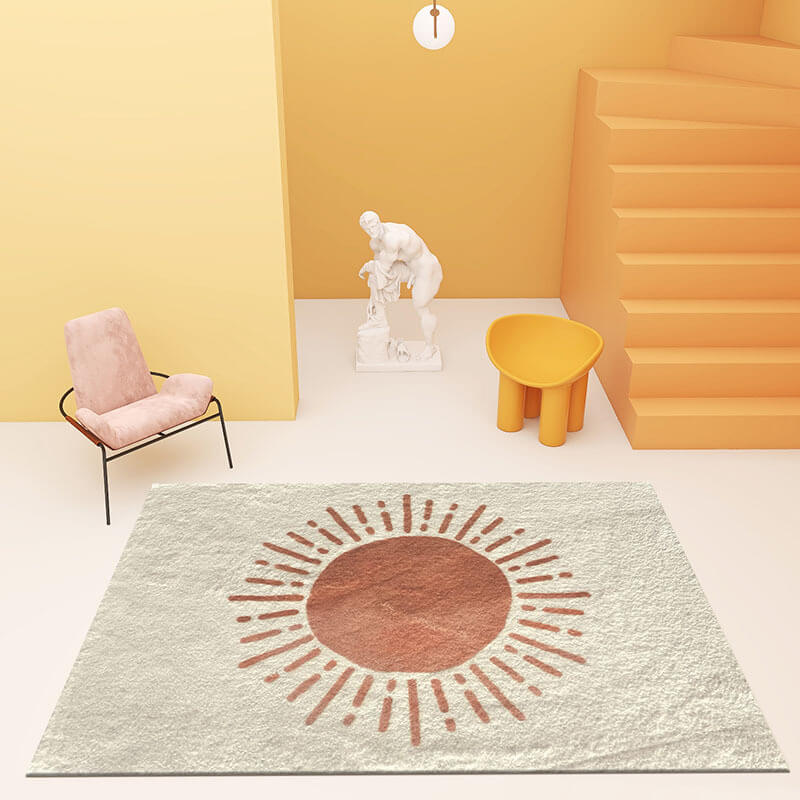 Simple Sun Pattern Faux Cashmere Shaggy Comfy Area Rugs For Living Room Bedroom Bedside Carpet