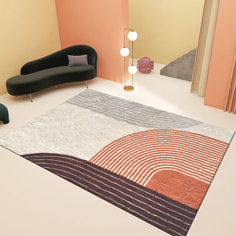 Light Luxury Lines Geometric Pattern Faux Cashmere Shaggy Comfy Area Rugs For Living Room Bedroom Bedside Carpet 02