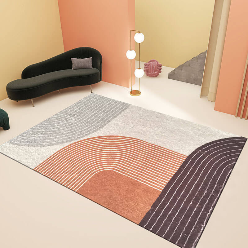 03 Light Luxury Lines Geometric Pattern Faux Cashmere Shaggy Comfy Area Rugs For Living Room Bedroom Bedside Carpet