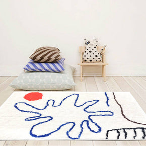 Lines Abstract Sketch Patterned Faux Cashmere Carpets Area Rugs For Bedroom Hall Office Living Room