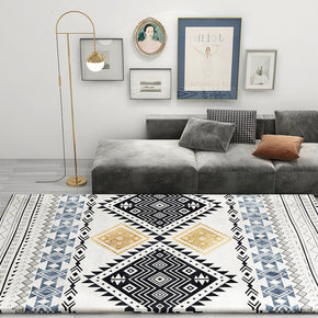 Black Moroccan Pattern Faux Cashmere Shaggy Comfy Area Rugs For Living Room Bedroom Bedside Carpet