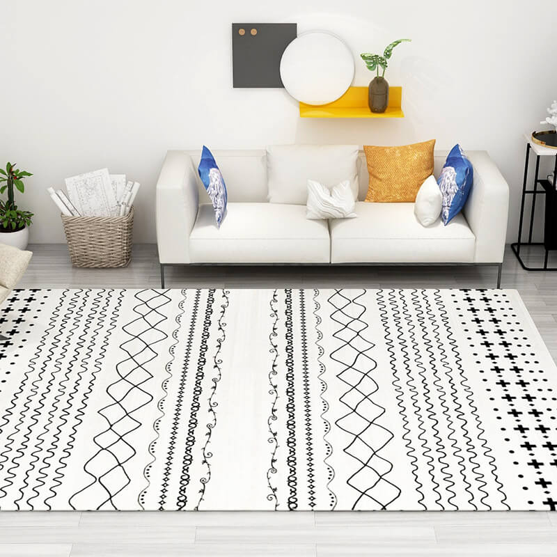 White Moroccan Pattern Faux Cashmere Shaggy Comfy Area Rugs For Living Room Bedroom Bedside Carpet