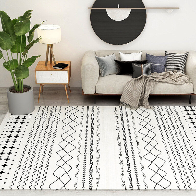 White Moroccan Pattern Faux Cashmere Shaggy Comfy Area Rugs For Living Room Bedroom Bedside Carpet